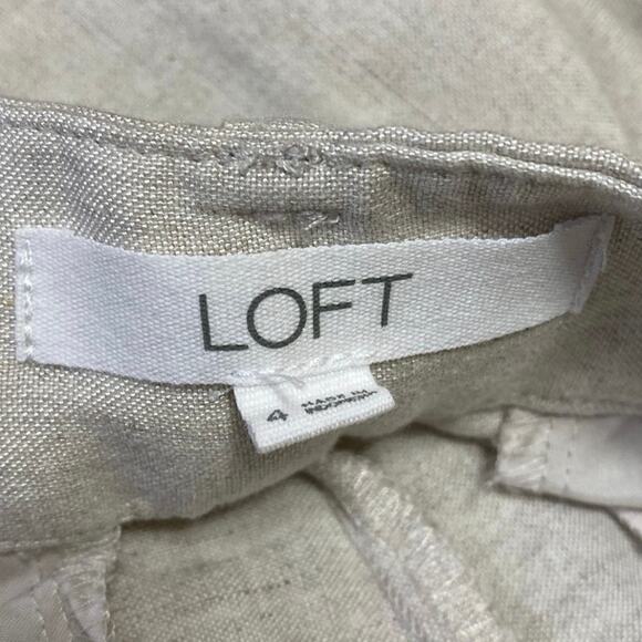 LOFT Women's White Linen Pleated High Waist Palazzo Wide Leg Trousers Pants Sz 4 - Picture 4 of 4